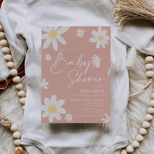 Baby Shower Invitation pink Daisy (Creator Uploaded)