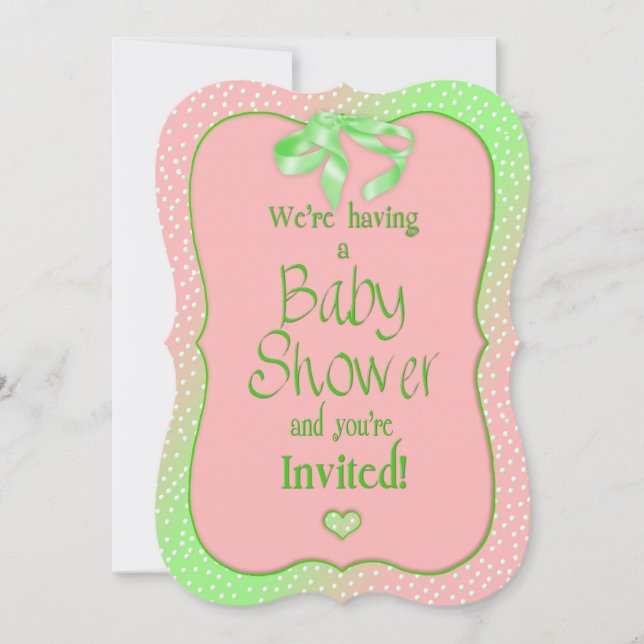 BABY SHOWER INVITATION - PINK/MINT GREEN/POLKA DOT (Front)