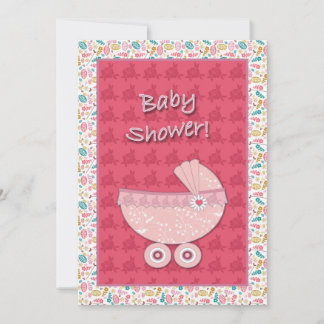 Baby Shower Invitation Pink Personalized