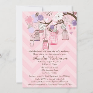 Baby Shower Invitation - Pink Purple Cages & Jars