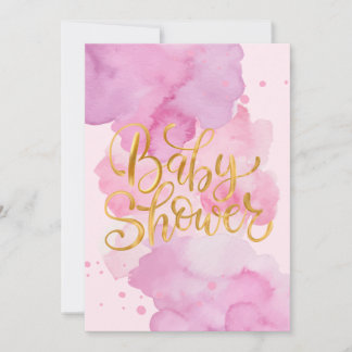 Baby Shower Invitation, Pink Watercolor for a Girl Invitation