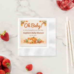Baby Shower Invitation Pumpkin Fall Oh Baby Napkins
