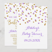 Baby Shower Invitation Purple Gold Confetti | Zazzle