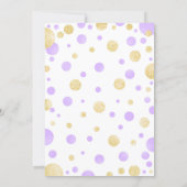 Baby Shower Invitation - Purple Gold Dots (Back)