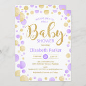 Baby Shower Invitation - Purple Gold Dots (Front/Back)