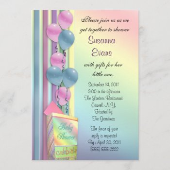 Baby Shower Invitation Rainbow Colors Balloons by Irisangel at Zazzle