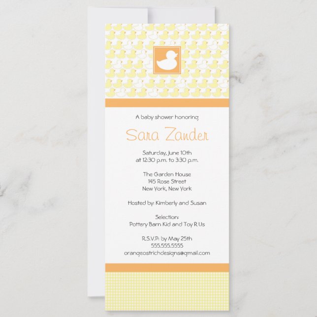 Baby Shower Invitation - Rubber Ducky (Front)