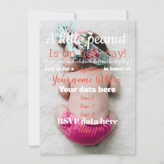  Baby Shower invitation, rustic Invitation (Front)