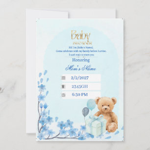 Baby Shower Invitation   Sage Green Teddy Bear Bab