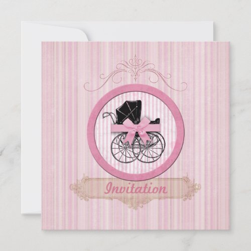 Baby Shower Invitation Shabby Vintage Pink