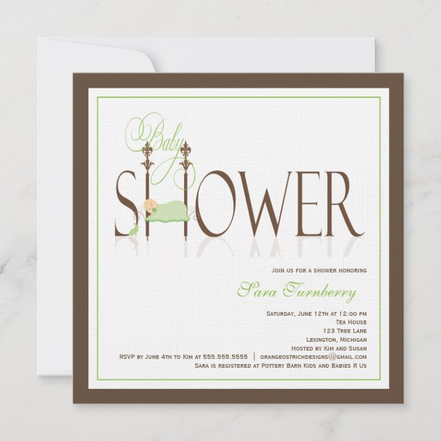 Baby Shower Invitation - Sleeping Baby (Front)