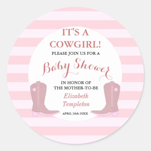 Baby Shower Invitation Stickers Its a Cowgirl