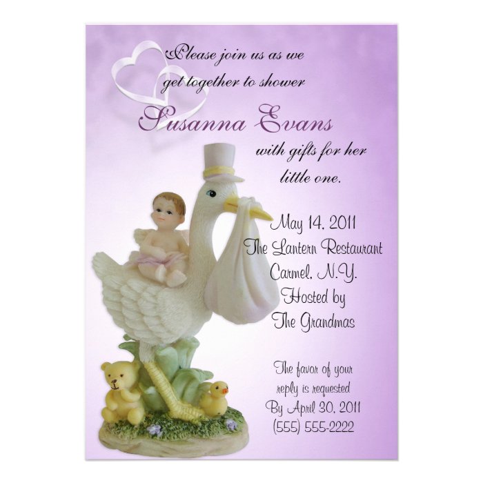 Baby Shower invitation stork