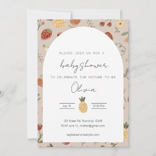 Baby Shower Invitation Summer Fruit Girl