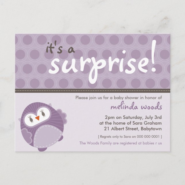 BABY SHOWER INVITATION :: surprise owl 1 (Front)