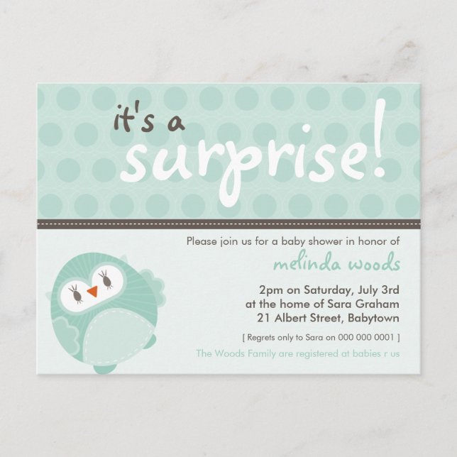 BABY SHOWER INVITATION :: surprise owl 3 (Front)
