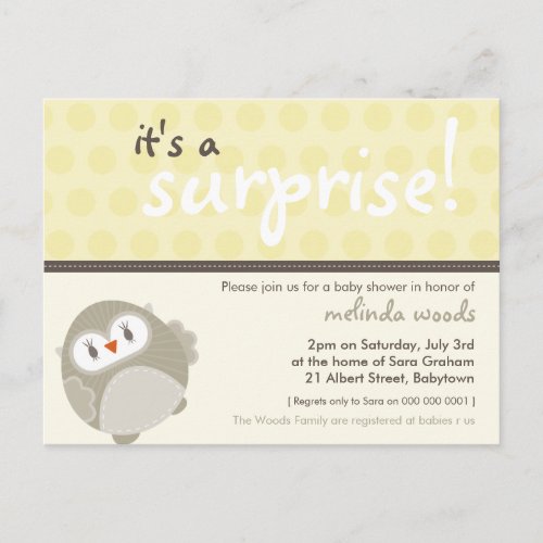 BABY SHOWER INVITATION  surprise owl 8