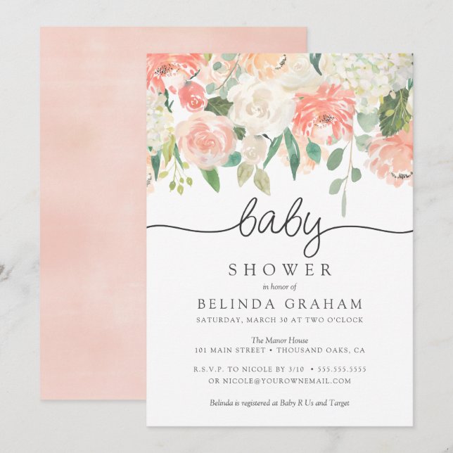 Baby Shower Invitation | Sweet Florals 02 (Front/Back)