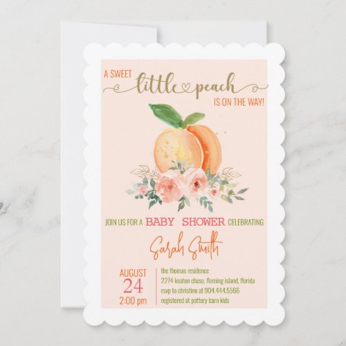 BABY SHOWER invitation _ sweet little peach
