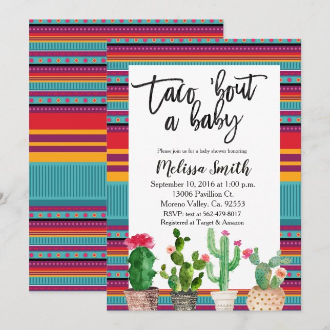 Baby Shower Invitation Taco Bout Baby (Front/Back)