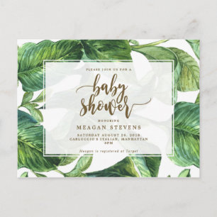 Baby Shower invitation tropical palm leaves
