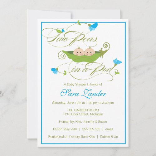 Baby Shower Invitation _ Twin Boys Pea in a Pod