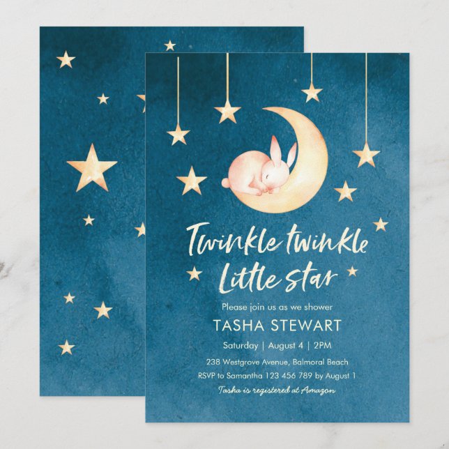 Baby Shower Invitation | Twinkle Little Star (Front/Back)