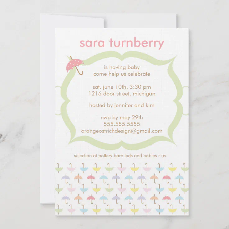 Baby Shower Invitation Umbrella Zazzle