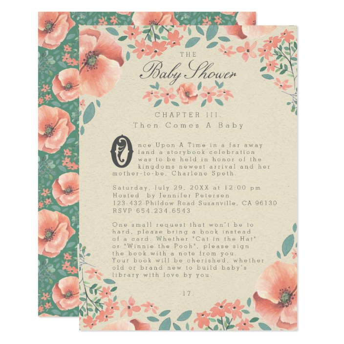 Baby Shower Invitation Vintage Floral Storybook Zazzle Com