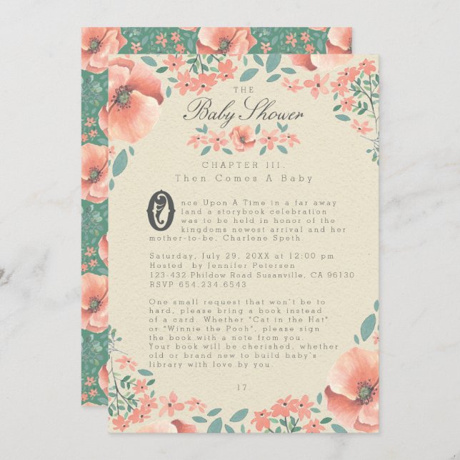 BABY SHOWER INVITATION | Vintage Floral Storybook (Front/Back)