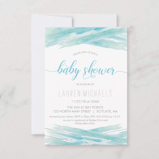 Baby Shower Invitation - Watercolor, Customize (Front)