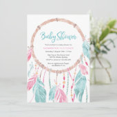 Baby Shower invitation | Watercolor dream catcher (Standing Front)