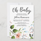 Baby Shower Invitation Watercolor Flowers Oh Baby (Front)