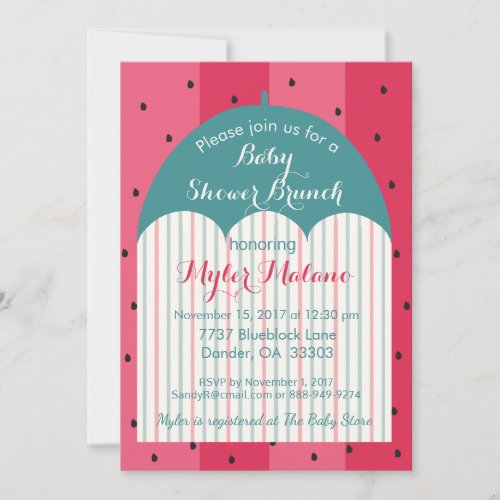 Baby Shower Invitation Watermelon Umbrella