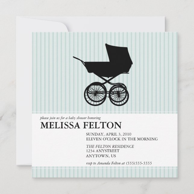 Baby Shower Invitation with Baby Buggy (Front)