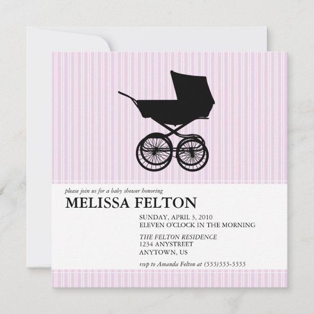 Baby Shower Invitation with Baby Buggy (Front)