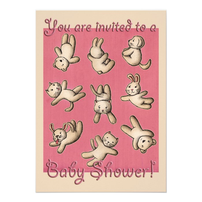 Baby shower invitation with cute cartoon animals