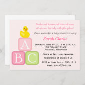 Baby Shower Invitation with Duckie and ABC blocks (Front/Back)