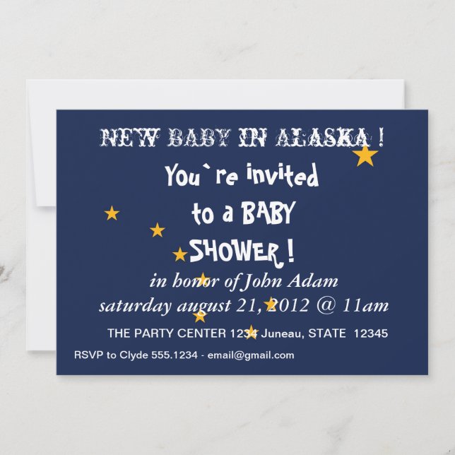 Baby Shower Invitation with Flag of Alaska,U.S.A. (Front)