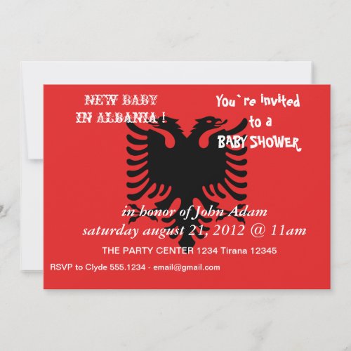 Baby Shower Invitation with Flag of Albania