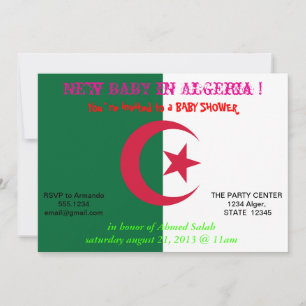 Baby Shower Invitation with Flag of Algeria