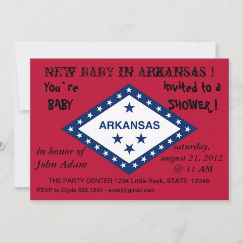 Baby Shower Invitation with Flag of Arkansas
