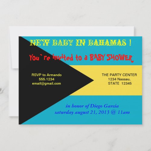 Baby Shower Invitation with Flag of Bahamas