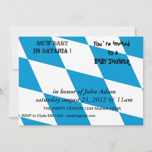 Baby Shower Invitation with Flag of Bavaria