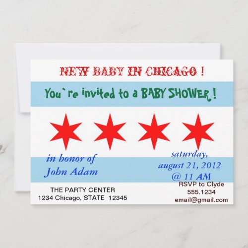 Baby Shower Invitation with Flag of Chicago