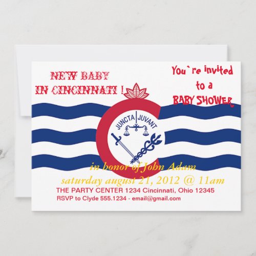 Baby Shower Invitation with Flag of Cincinnati