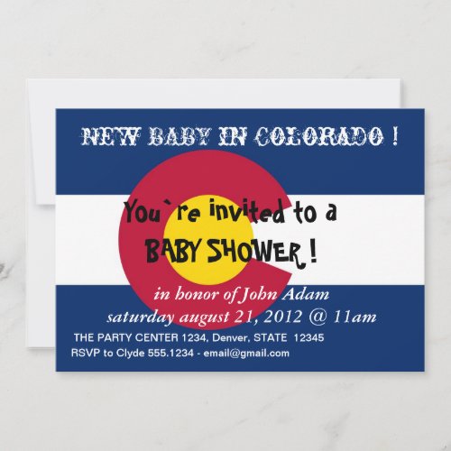 Baby Shower Invitation with Flag of Colorado