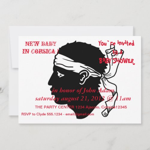 Baby Shower Invitation with Flag of Corsica