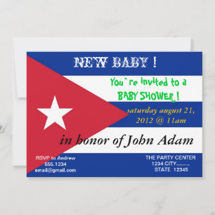 Baby Shower Invitation with Flag of Cuba