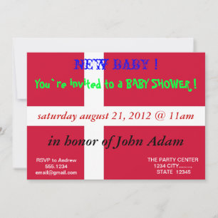 Baby Shower Invitation with Flag of Denmark